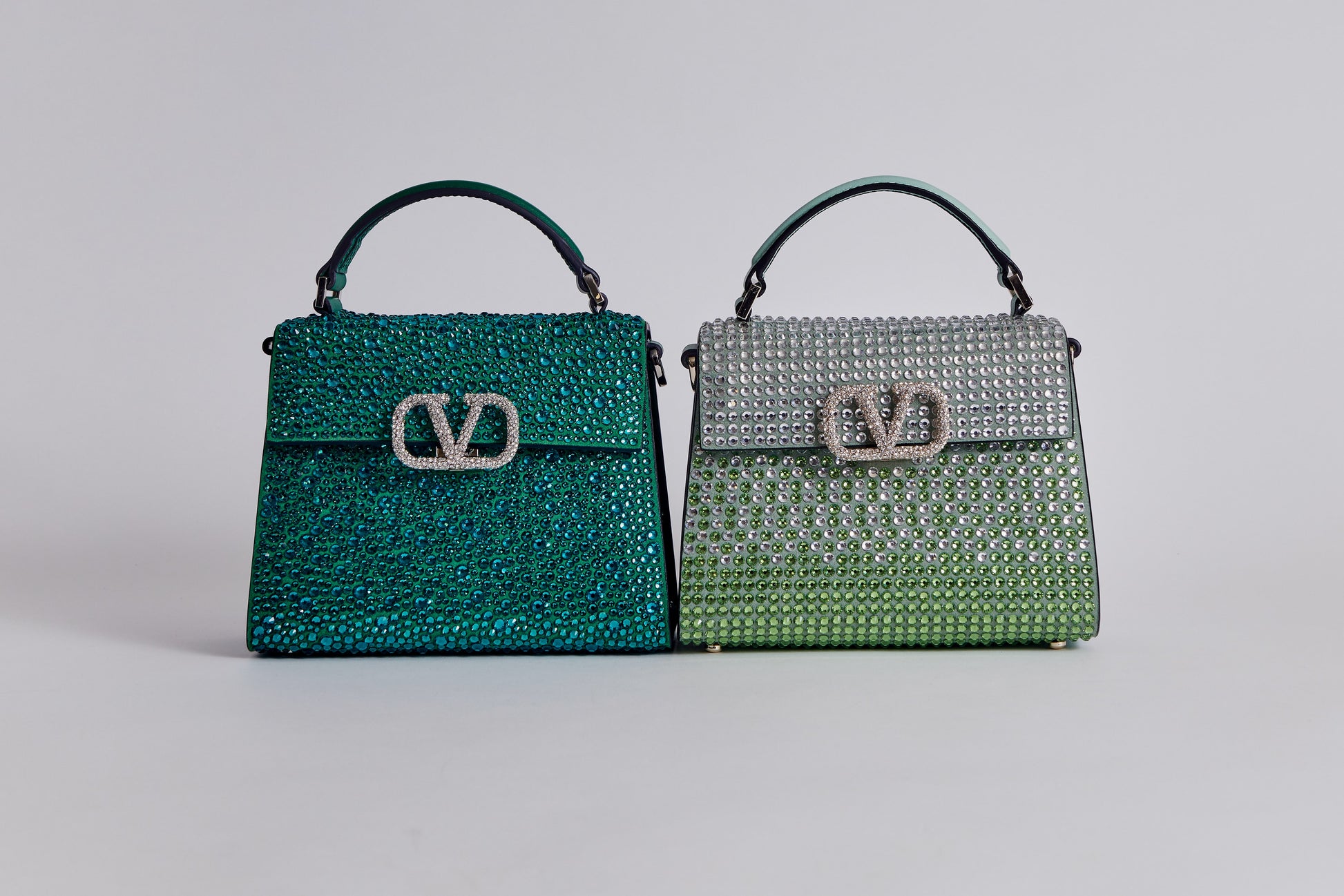 Mini Vsling Handbag With Rhinestones for Woman in Aquamarine