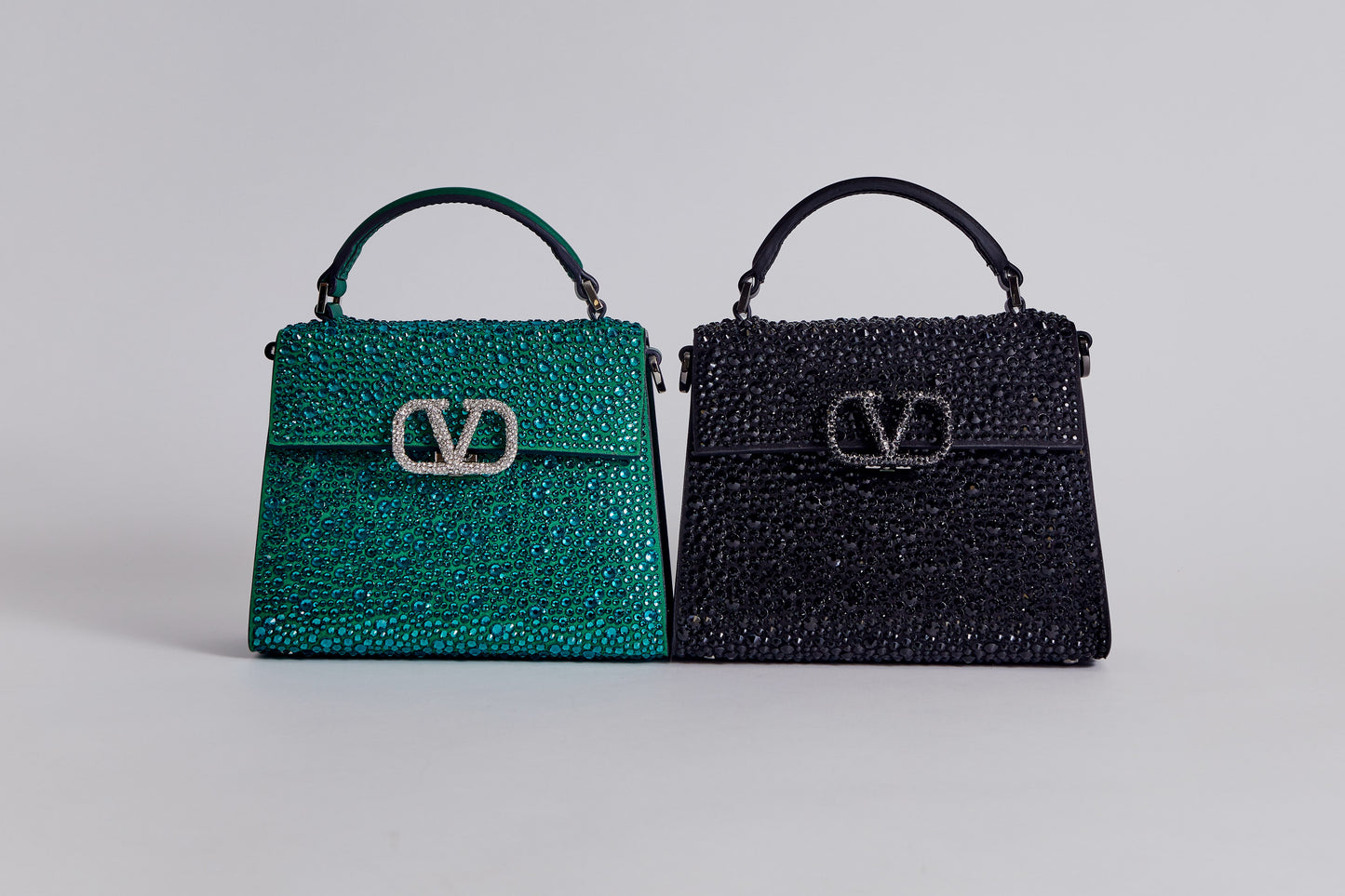 Valentino Mini Vsling handbag with rhinestones - Black