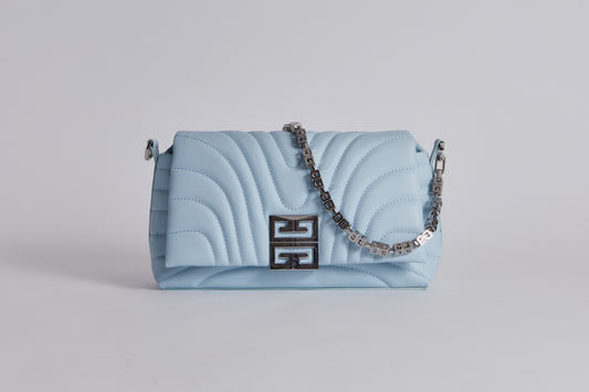 Givenchy Small Soft Bag in quilted leather with chain - Pastel Blue