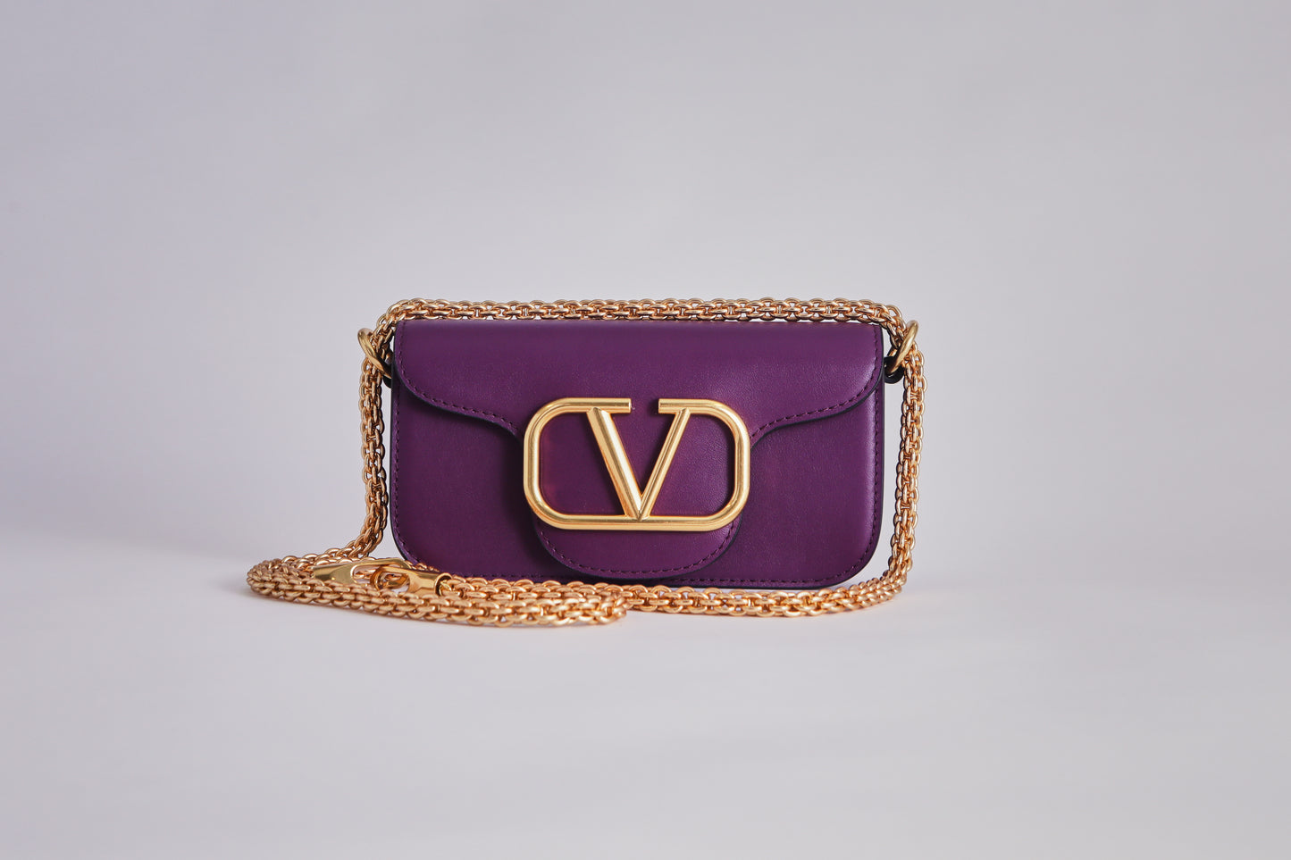 Valentino Loco Small Shoulder Bag in Calfskin - Purple