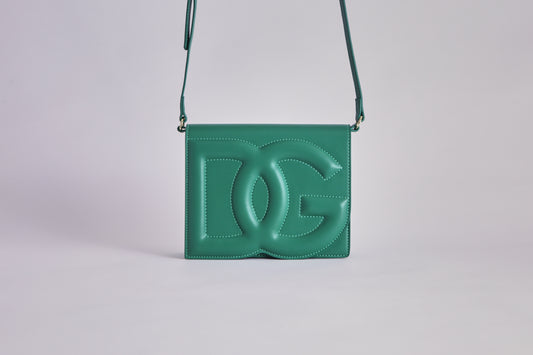 Calfskin DG Logo Crossbody Bag - Green