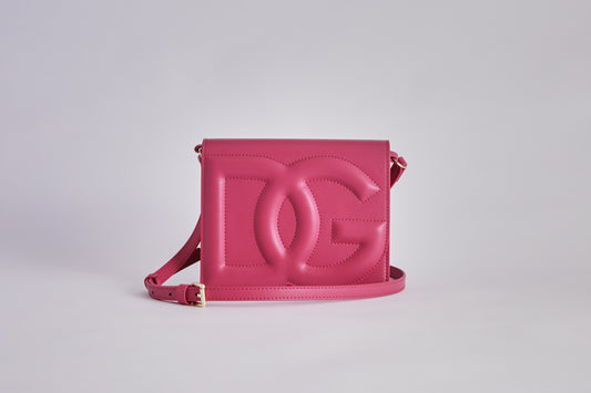 Calfskin DG Logo Crossbody Bag - Pink