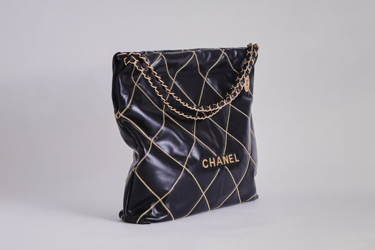 Chanel 22 Handbag Gold and Black
