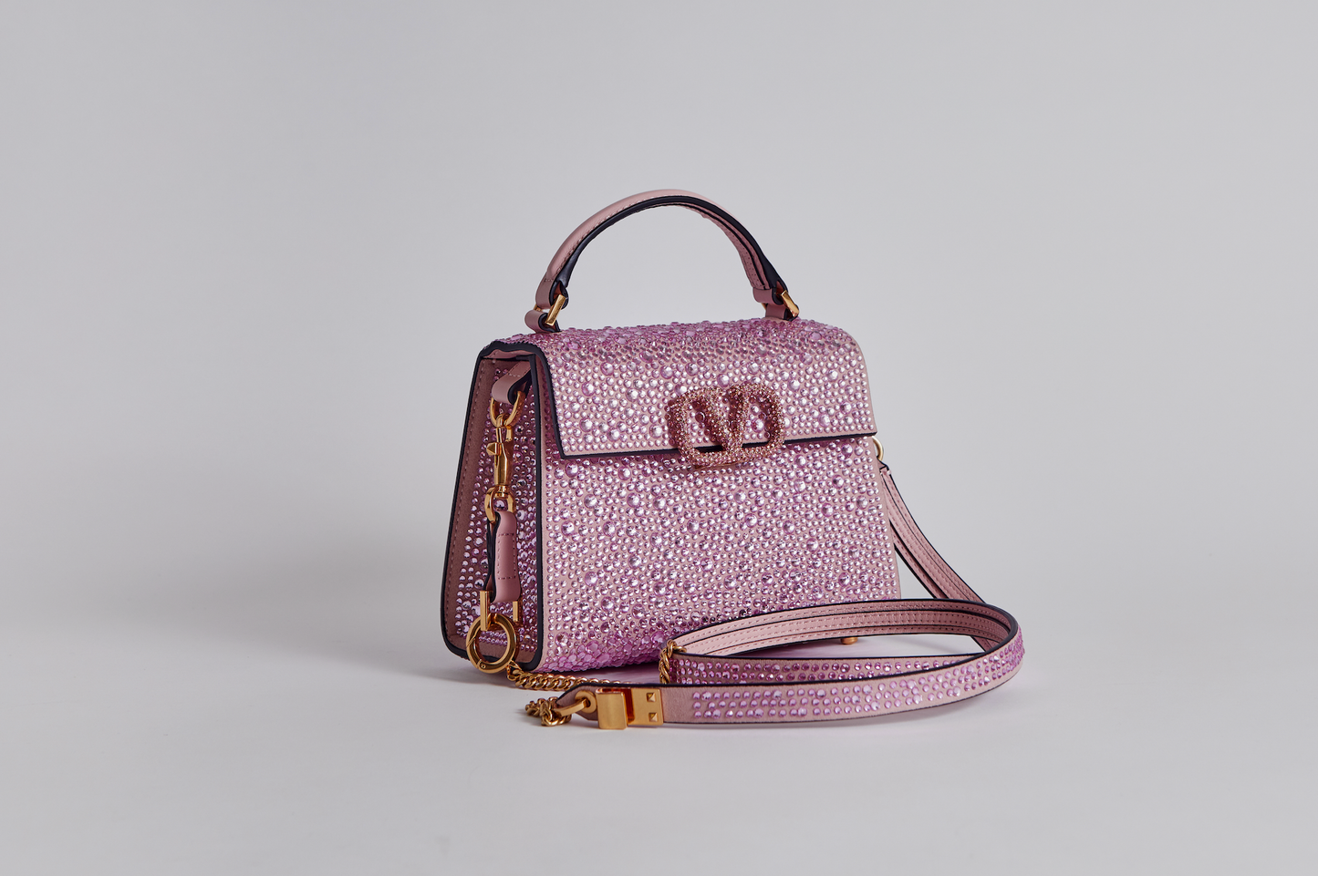 Valentino Mini Vsling handbag with rhinestones - Pink