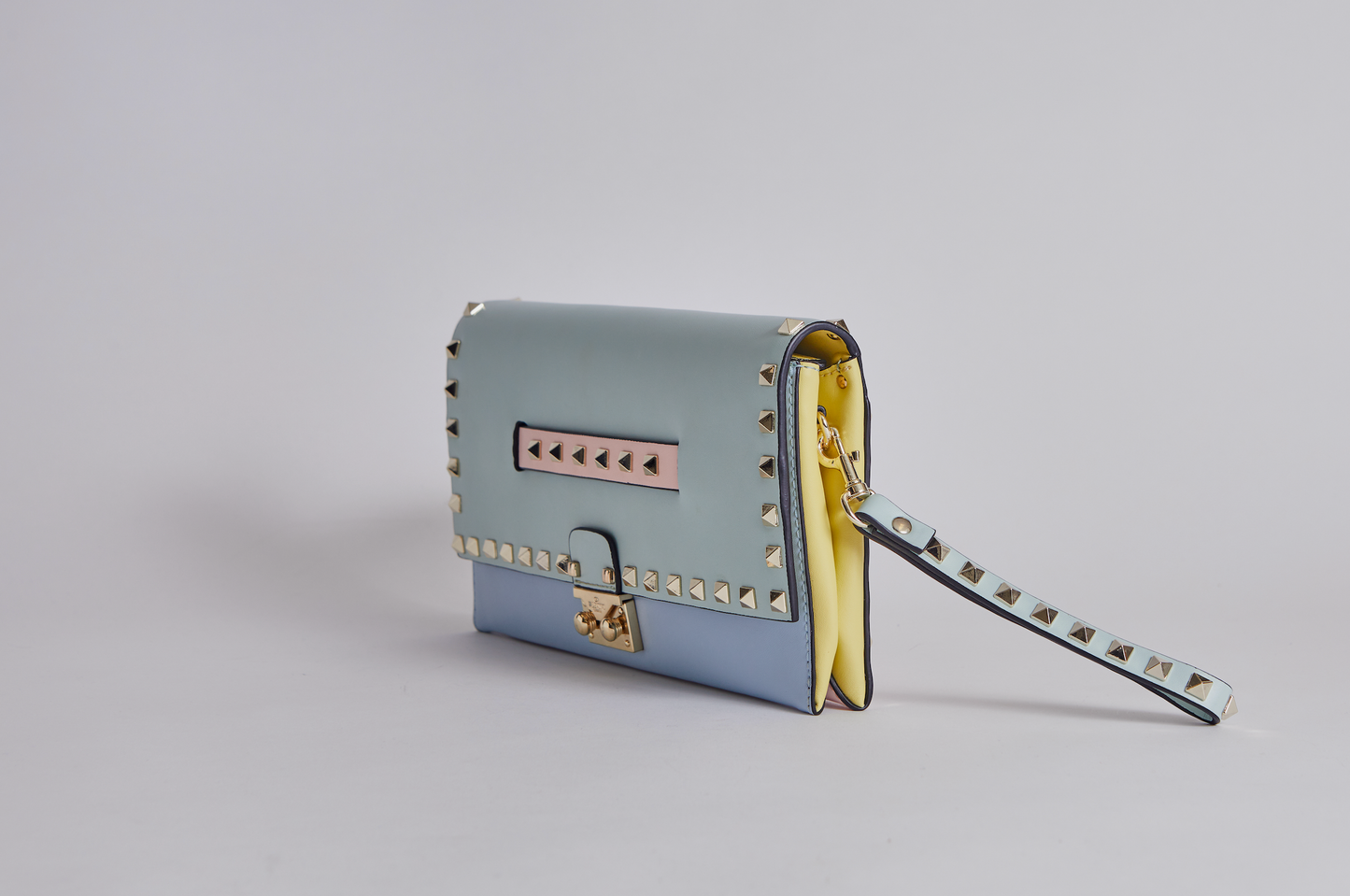 Valentino - Pastel Multi clutch with Gold closure