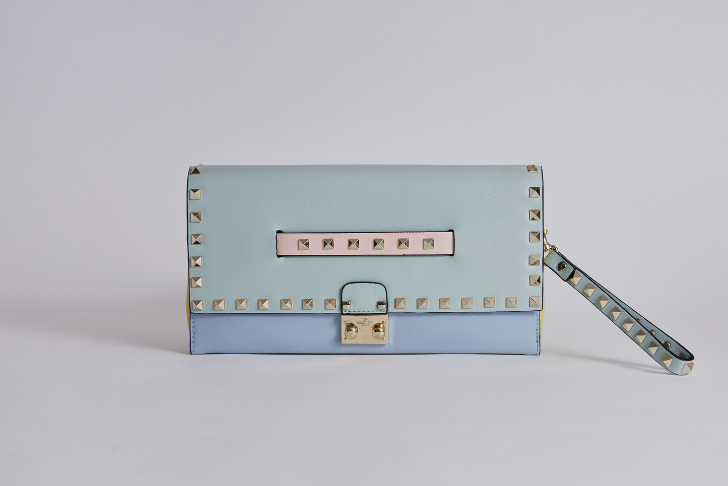 Valentino - Pastel Multi clutch with Gold closure